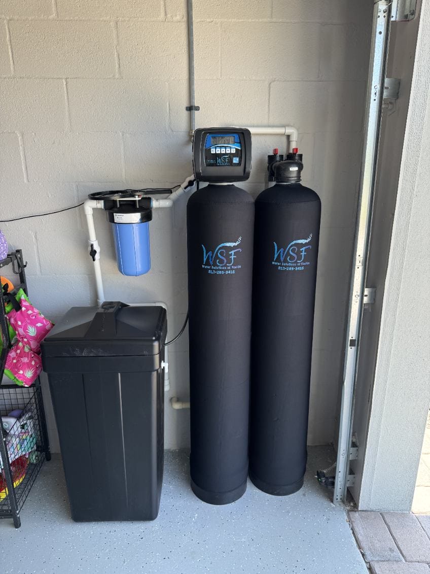 Home Water Filtration System in Garage
