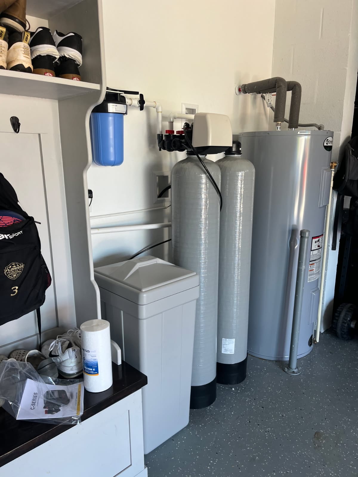 Whole House Water Filtration System in Garage
